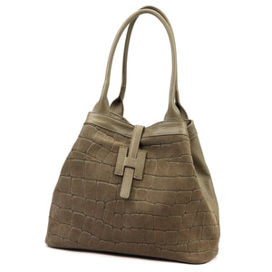 Luka 25-007 CROCO 2w1 tamsi taupe odinė rankinė taupe scuro