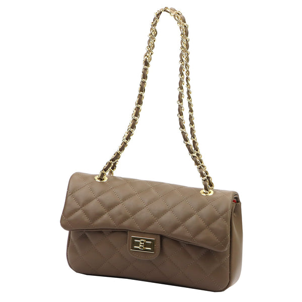 Camilla PREMIUM 10.018 MIDI SAVAGE tamsi taupe odinė rankinė taupe scuro