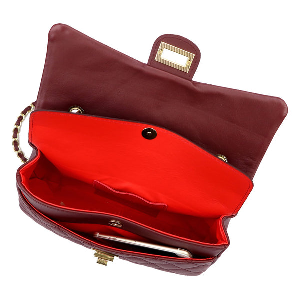 Camilla PREMIUM 10.018 MIDI SAVAGE bordo natūralios odos rankinė bordo