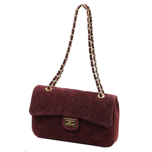 Camilla PREMIUM 10.017 MIDI bordo zomšinės odos rankinė bordo