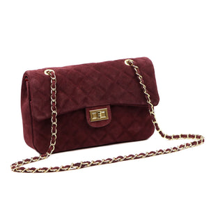 Camilla PREMIUM 10.017 MIDI bordo zomšinės odos rankinė bordo