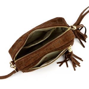 Luka 20-030 CROCO GOLD ruda natūralios odos rankinė brązowy