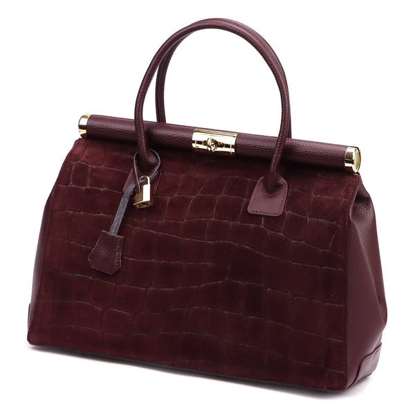 Luka 26-002-2 CROCO bordo odinė rankinė bordo