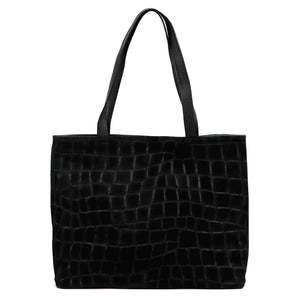 Luka 26-158 CROCO DOUBLE juoda natūralios odos rankinė czarny