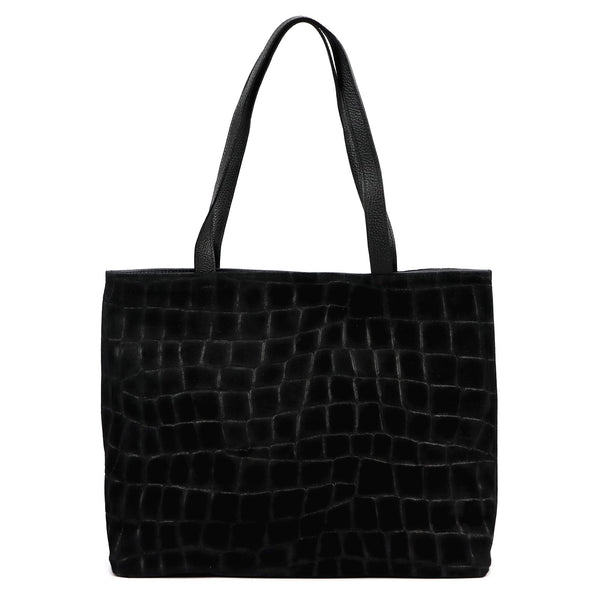 Luka 26-158 CROCO DOUBLE juoda natūralios odos rankinė czarny