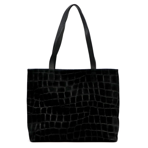 Luka 26-158 CROCO DOUBLE juoda natūralios odos rankinė czarny
