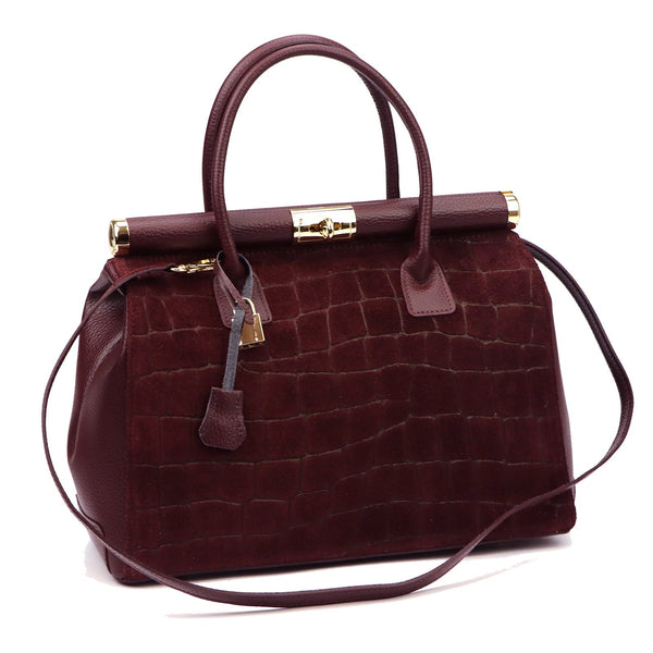 Luka 26-002-2 CROCO bordo odinė rankinė bordo