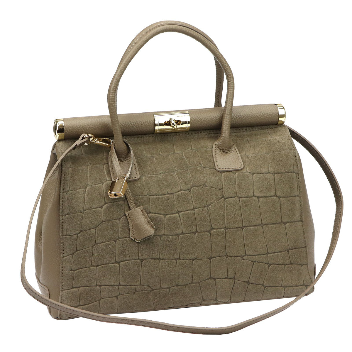 Luka 26-002-2 CROCO taupe odinė rankinė taupe