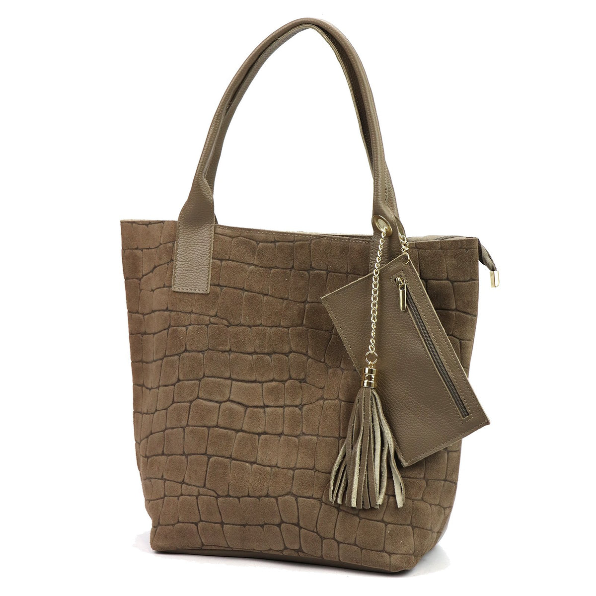 Luka 26-036 CROCO taupe natūralios odos rankinė taupe