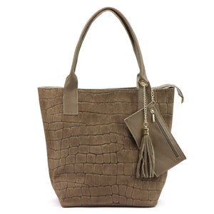 Luka 26-036 CROCO taupe natūralios odos rankinė taupe