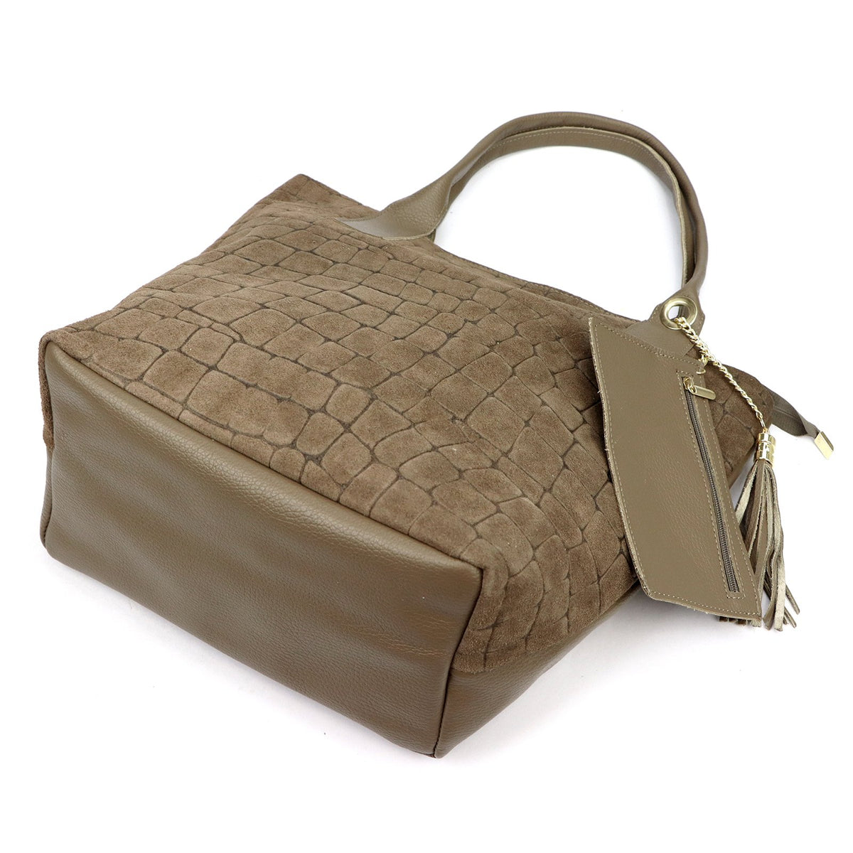 Luka 26-036 CROCO taupe natūralios odos rankinė taupe