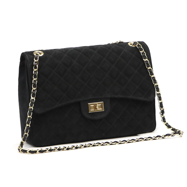 Camilla PREMIUM 10.023 MAXI (10.017) juoda zomšinė odinė rankinė czarny