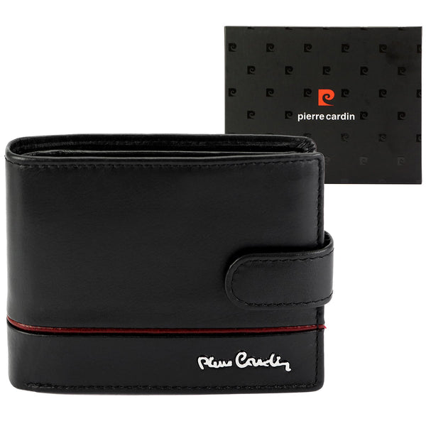 Pierre Cardin YS605 324A juoda ir raudona odinė piniginė czarny + czerwony