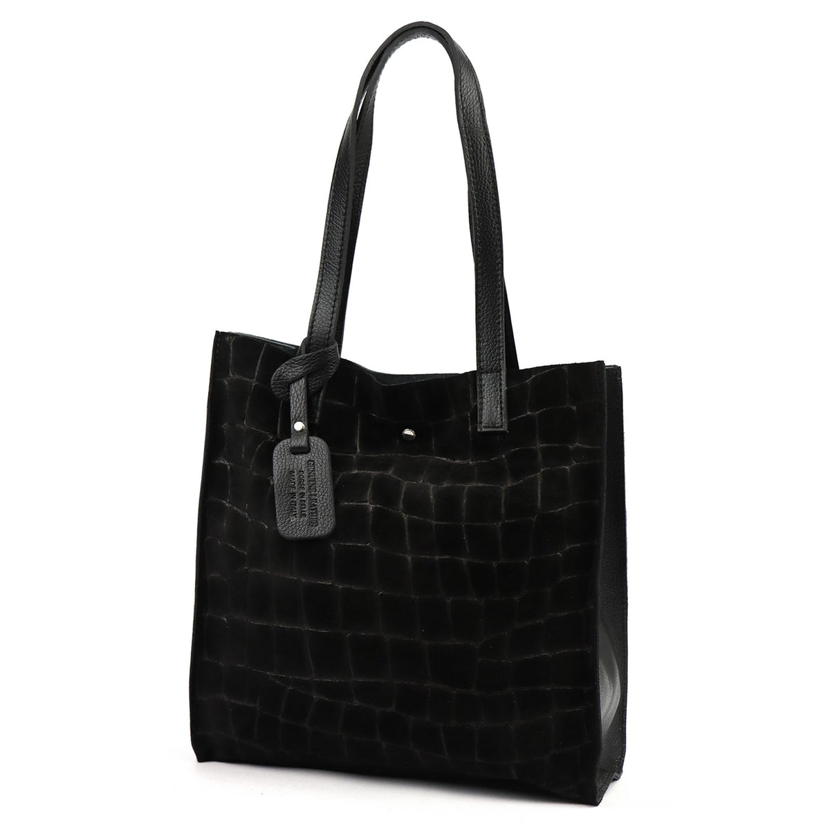 Luka 25-041 CROCO juoda odinė rankinė czarny