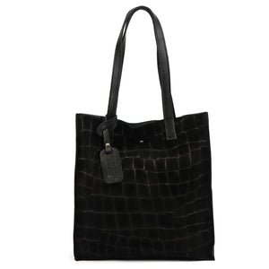 Luka 25-041 CROCO juoda odinė rankinė czarny