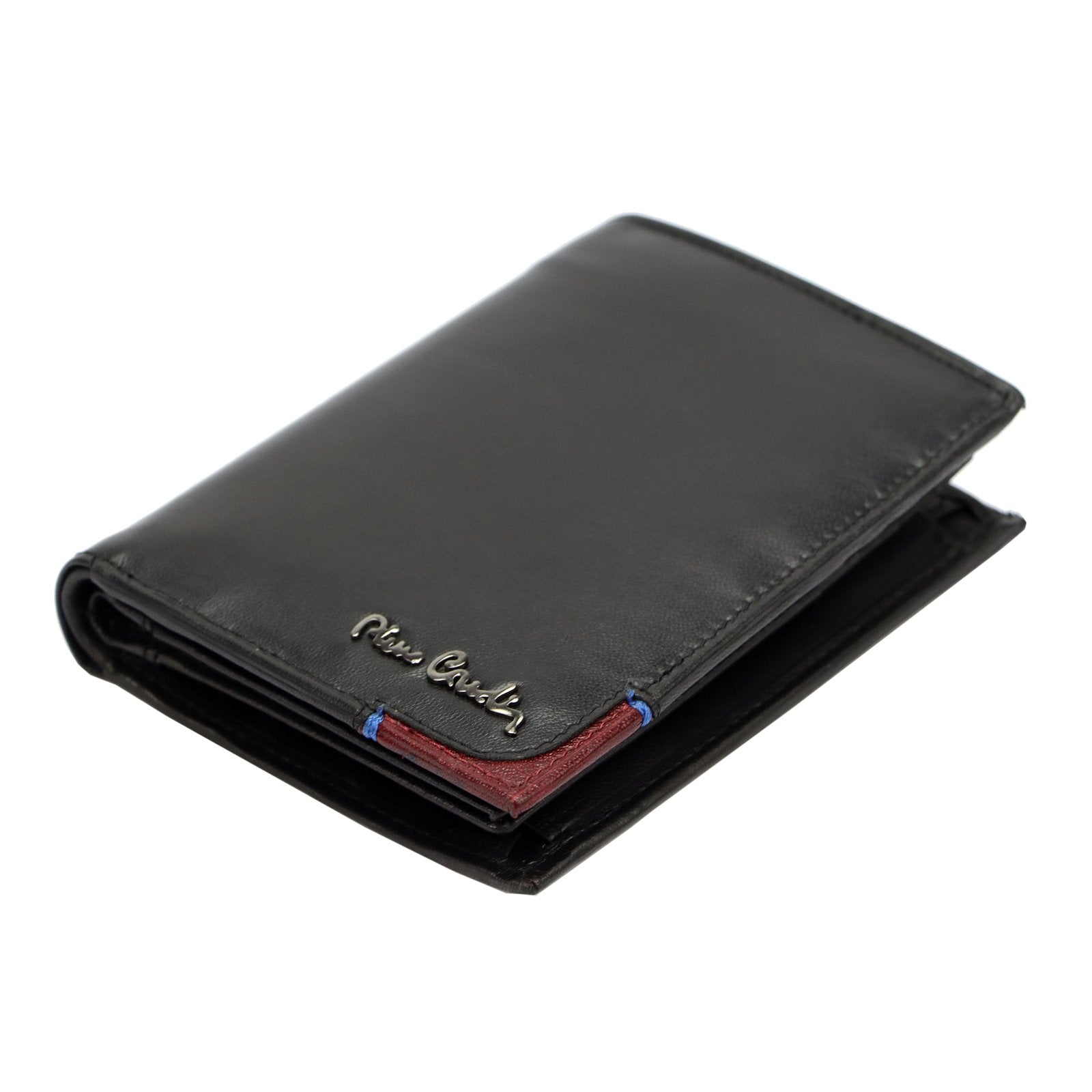 Pierre Cardin TILAK75 331 juoda ir raudona odinė piniginė czarny + czerwony