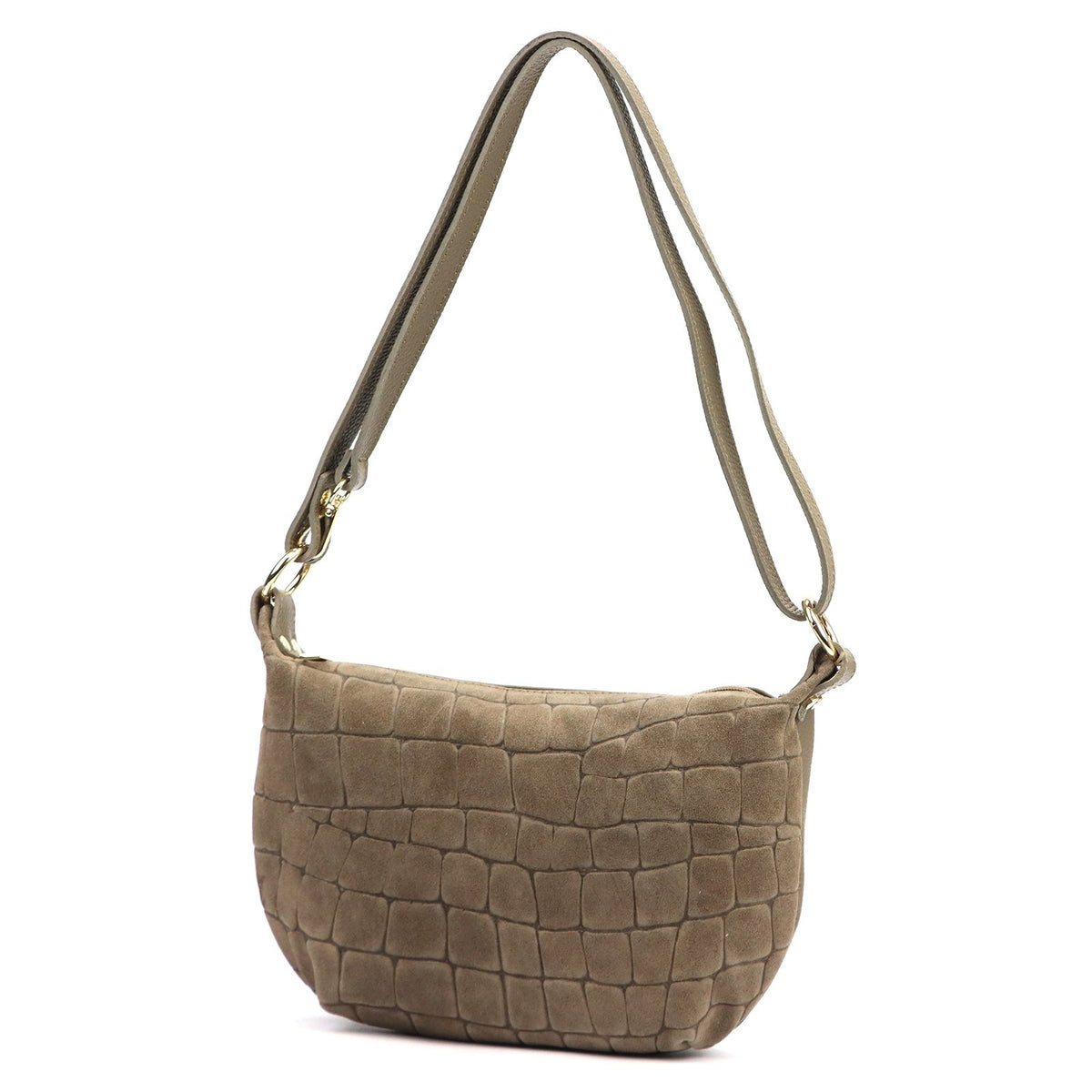 Luka 26-168 CROCO pilkai rusva odinė rankinė taupe