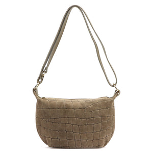 Luka 26-168 CROCO pilkai rusva odinė rankinė taupe