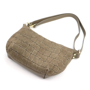 Luka 26-168 CROCO pilkai rusva odinė rankinė taupe