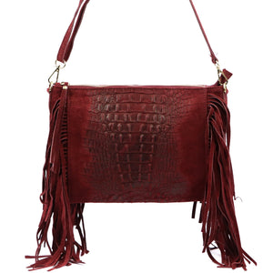 Luka 26-015 CROCO bordo odinė rankinė bordo