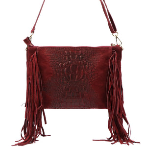 Luka 26-015 CROCO bordo odinė rankinė bordo