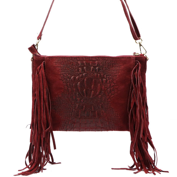 Luka 26-015 CROCO bordo odinė rankinė bordo