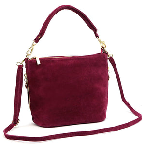 Luka 24-072 GOLD bordo zomšinės odos rankinė bordo