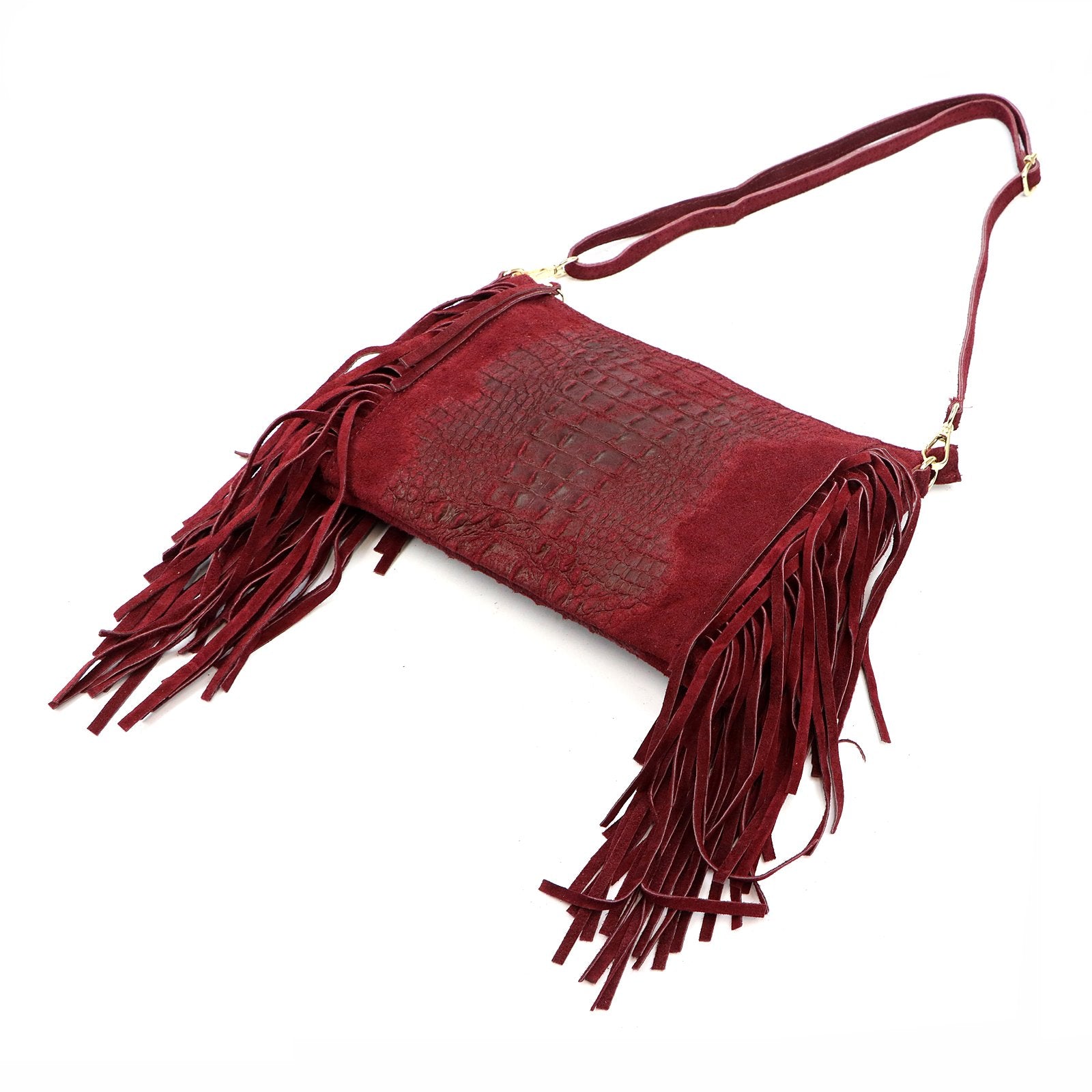 Luka 26-015 CROCO bordo odinė rankinė bordo