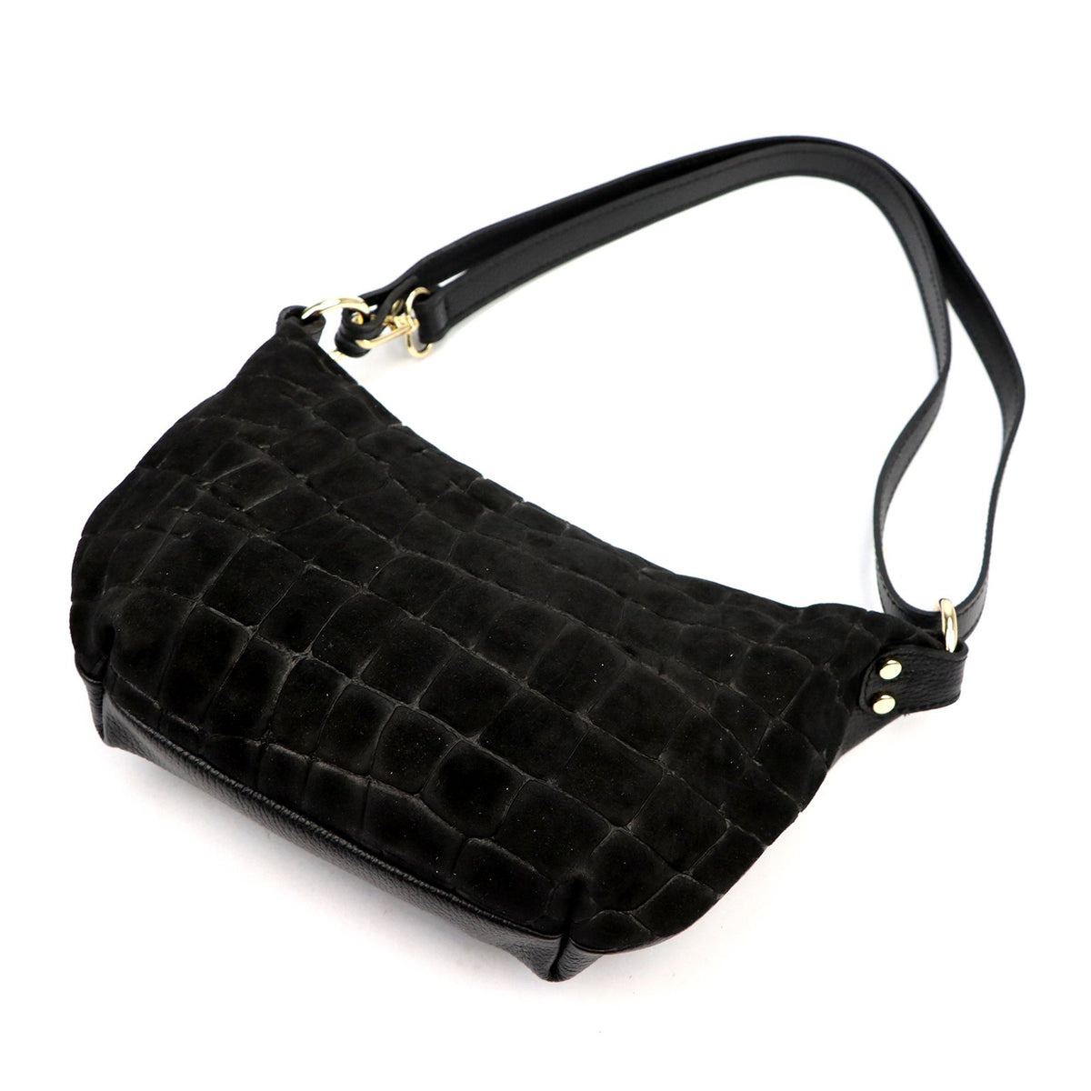 Luka 26-168 CROCO juoda natūralios odos rankinė czarny