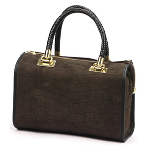 Camilla PREMIUM 10.019 CROCO tamsiai ruda odinė rankinė ciemny brąz