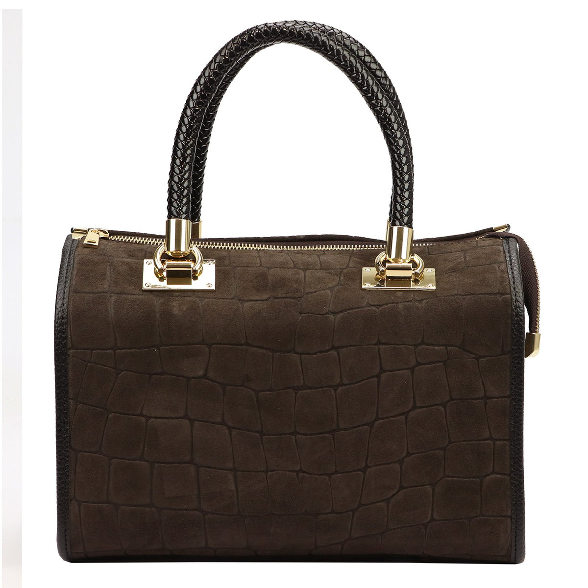 Camilla PREMIUM 10.019 CROCO tamsiai ruda odinė rankinė ciemny brąz