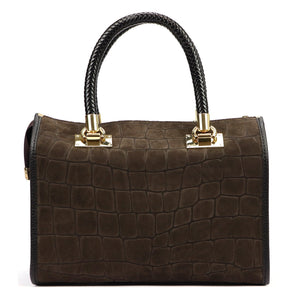 Camilla PREMIUM 10.019 CROCO tamsiai ruda odinė rankinė ciemny brąz