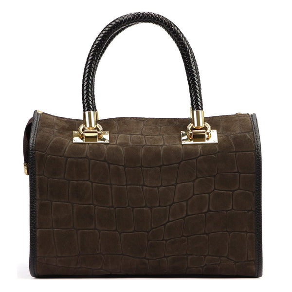 Camilla PREMIUM 10.019 CROCO tamsiai ruda odinė rankinė ciemny brąz