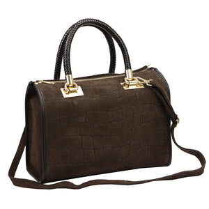 Camilla PREMIUM 10.019 CROCO tamsiai ruda odinė rankinė ciemny brąz