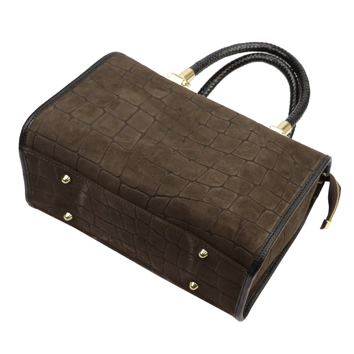 Camilla PREMIUM 10.019 CROCO tamsiai ruda odinė rankinė ciemny brąz