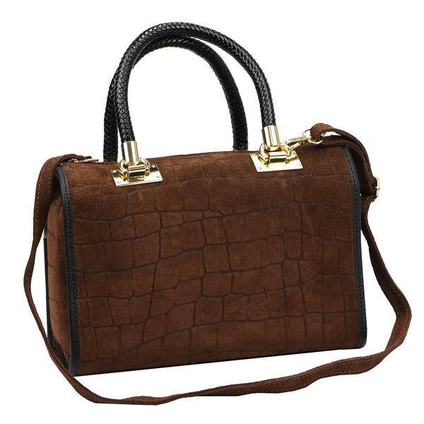 Camilla PREMIUM 10.019 CROCO ruda odinė rankinė brązowy