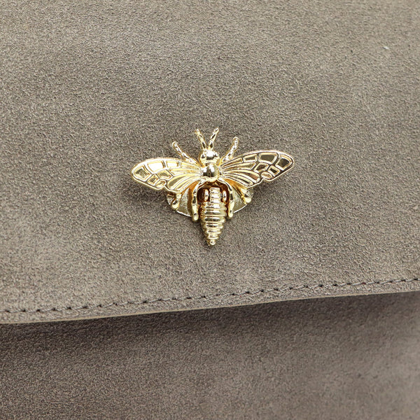 Luka 19-68 Bzzz pilkai rusva zomšinė odinė rankinė taupe