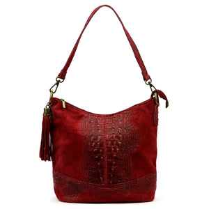 Luka 26-027 CROCO bordo odinė rankinė bordo