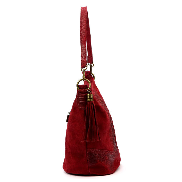 Luka 26-027 CROCO bordo odinė rankinė bordo