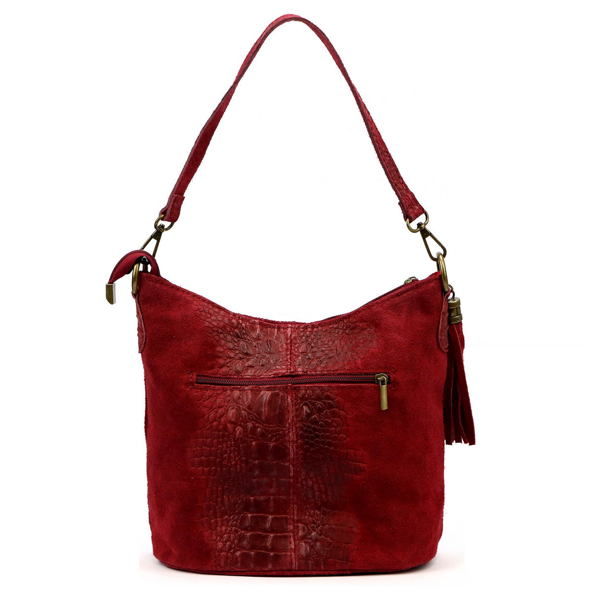Luka 26-027 CROCO bordo odinė rankinė bordo