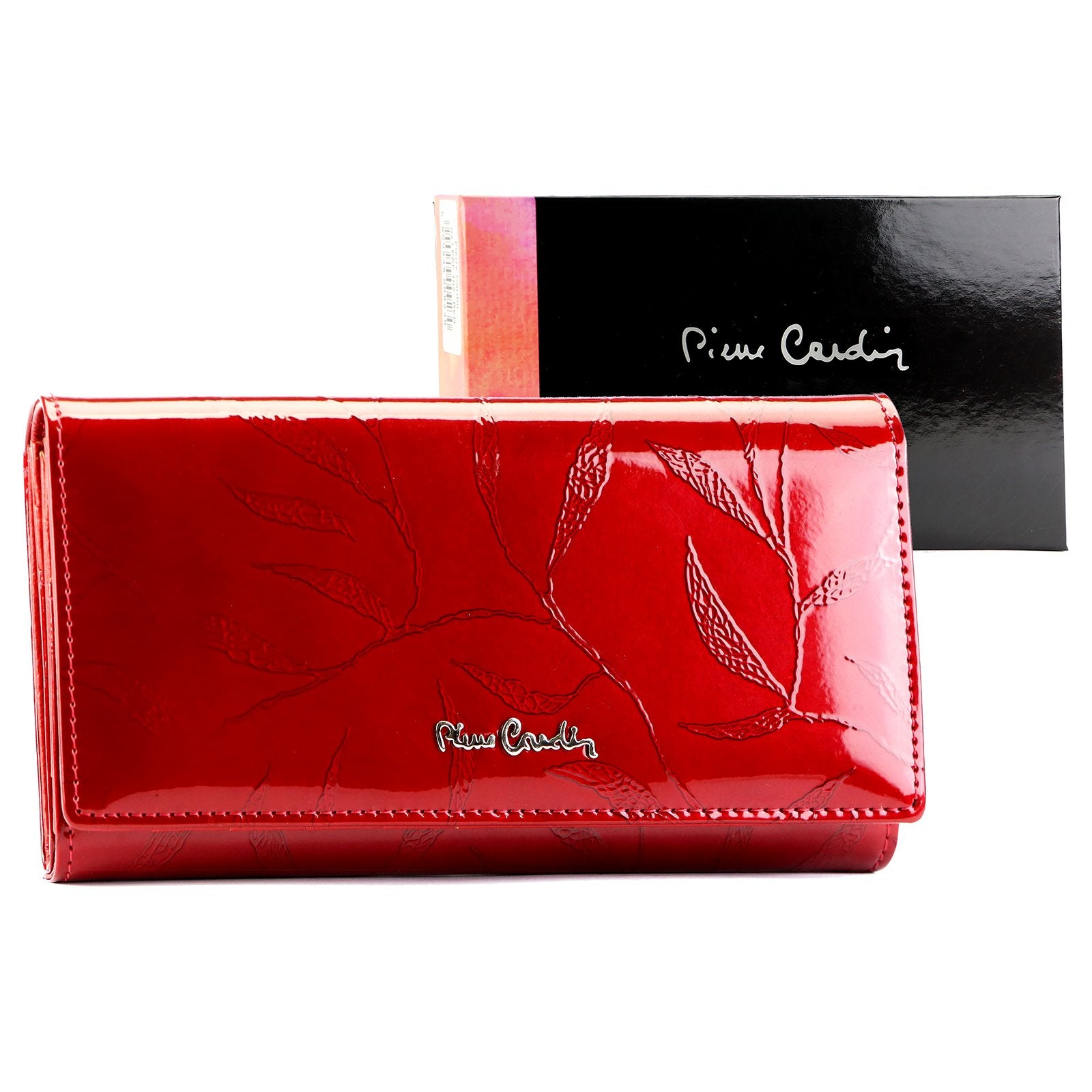 Pierre Cardin 02 LEAF-N 102 raudona odinė piniginė czerwony