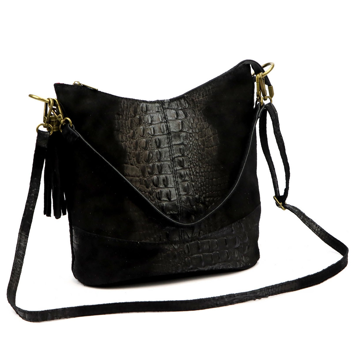 Luka 26-027 CROCO juoda odinė rankinė czarny
