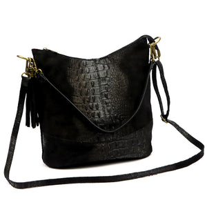 Luka 26-027 CROCO juoda odinė rankinė czarny