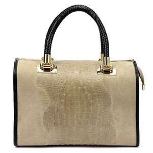 Luka 25-088 CROCO pilkai rusva natūralios odos rankinė taupe