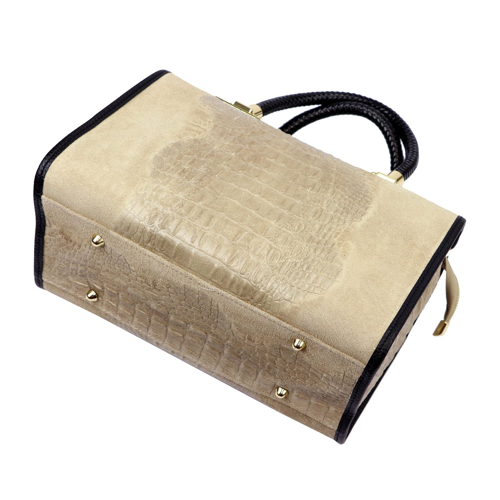 Luka 25-088 CROCO pilkai rusva natūralios odos rankinė taupe