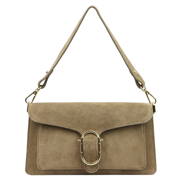 Luka 26-126 taupe zomšinė odinė rankinė taupe