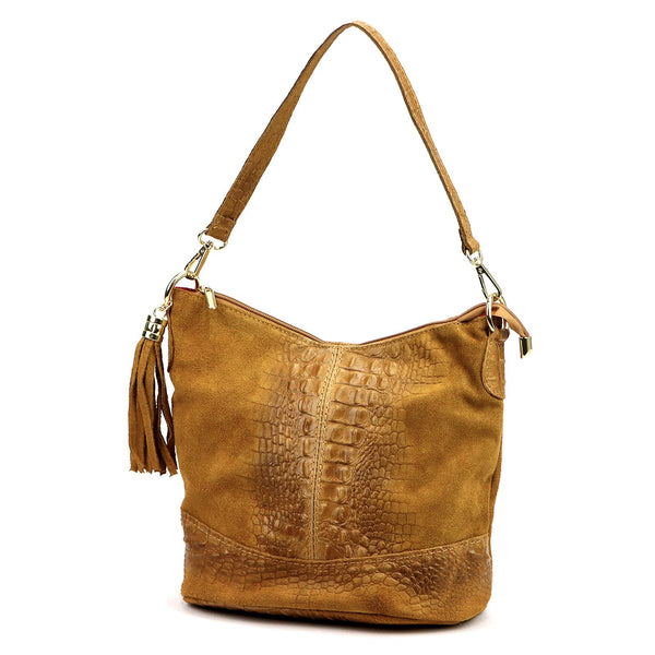 Luka 26-027 CROCO camel-1 natūralios odos rankinė camel-1