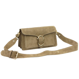 Luka 26-126 taupe zomšinė odinė rankinė taupe