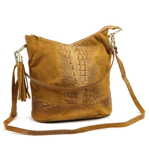 Luka 26-027 CROCO camel-1 natūralios odos rankinė camel-1