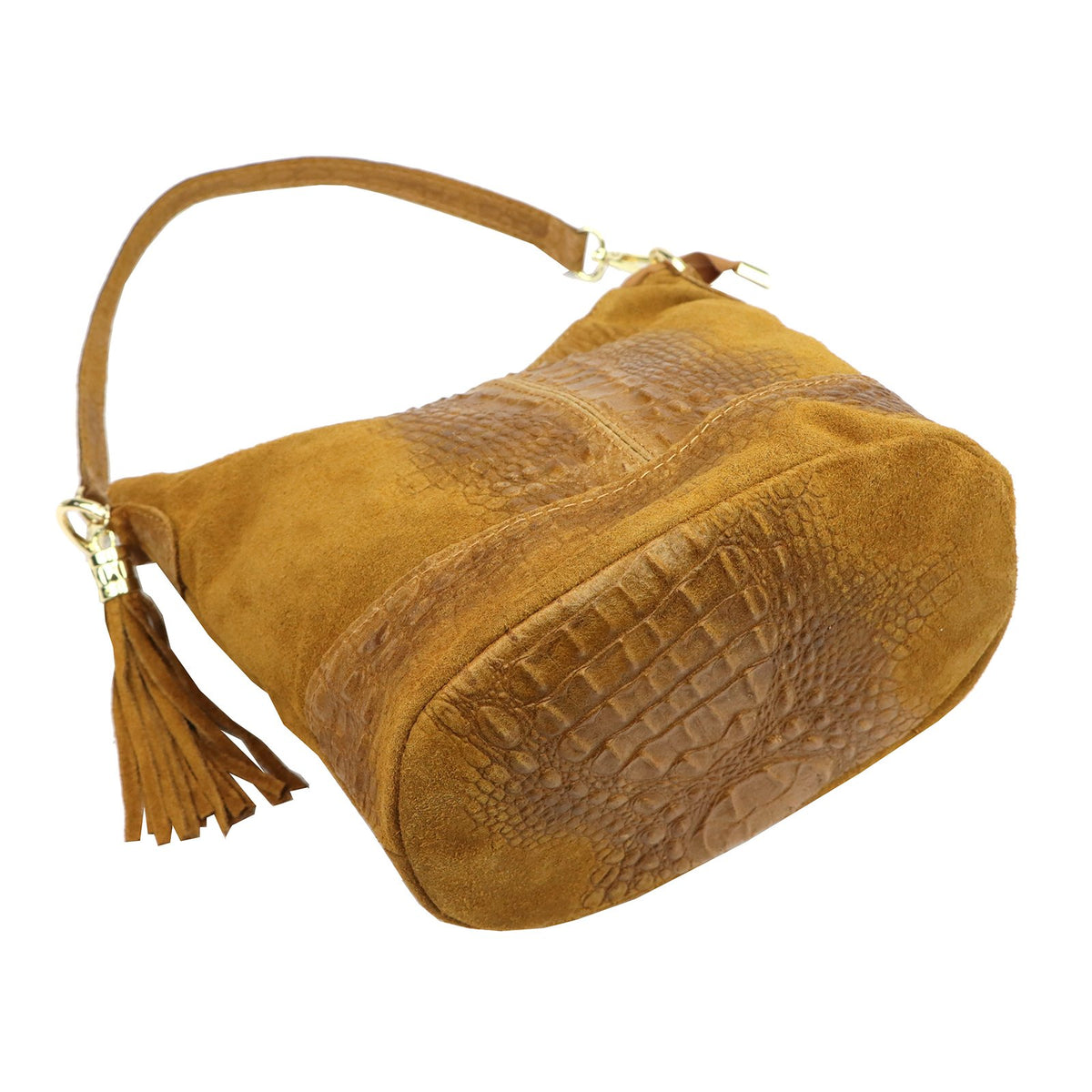 Luka 26-027 CROCO camel-1 natūralios odos rankinė camel-1